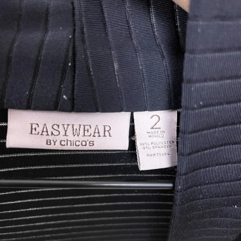 Chicos Easywear Stretchy Open Cardigan Sweater Black Vintage Womens 2 Large